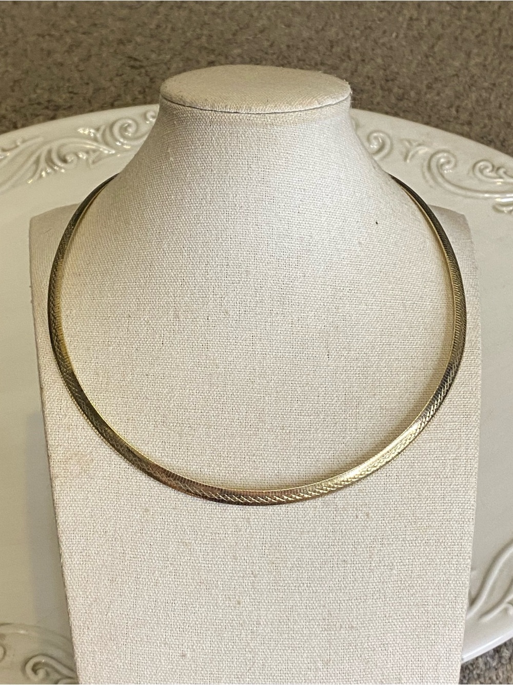 Sterling Silver Gold Wash Omega Necklace 925